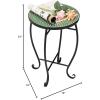 imageVINGLI Mosaic Outdoor Side Table 14quot Round End Table Accent Table Plant Stand Ideal for Pool Side Porch Patio Deck or Sofa Side Glass Top Black Iron Golden BackyardGreen Garden