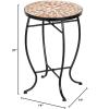 imageVINGLI Mosaic Outdoor Side Table 14quot Round End Table Accent Table Plant Stand Ideal for Pool Side Porch Patio Deck or Sofa Side Glass Top Black Iron Golden BackyardGolden Yard
