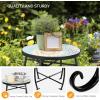 imageVINGLI Mosaic Outdoor Side Table 14quot Round End Table Accent Table Plant Stand Ideal for Pool Side Porch Patio Deck or Sofa Side Glass Top Black Iron Golden BackyardBlue Hawaii