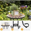 imageVINGLI Mosaic Outdoor Side Table 14quot Round End Table Accent Table Plant Stand Ideal for Pool Side Porch Patio Deck or Sofa Side Glass Top Black Iron Golden BackyardBrown Flower
