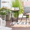 imageVINGLI Mosaic Outdoor Side Table 14quot Round End Table Accent Table Plant Stand Ideal for Pool Side Porch Patio Deck or Sofa Side Glass Top Black Iron Golden BackyardGolden Yard