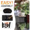 imageVINGLI Mosaic Outdoor Side Table 14quot Round End Table Accent Table Plant Stand Ideal for Pool Side Porch Patio Deck or Sofa Side Glass Top Black Iron Golden BackyardBrown Flower