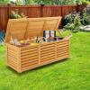 imageVINGLI 47 Gallon Wood Deck Box Outdoor Storage Box for Tools Cushions Patio Storage Bench Container for Backyard Porch Garden Natural