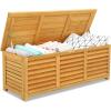 imageVINGLI 47 Gallon Wood Deck Box Outdoor Storage Box for Tools Cushions Patio Storage Bench Container for Backyard Porch Garden Natural