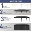 imageVINGLI 10x20 Pop Up Canopy with Sidewalls Wheeled Bag Easy Up Canopy Tent with Nettings Screened in Gazebo for Camping Screened Canopy Blue 10x20Black