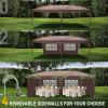 imageVINGLI 10x20 Pop Up Canopy with Sidewalls Wheeled Bag Easy Up Canopy Tent with Nettings Screened in Gazebo for Camping Screened Canopy Blue 10x20Brown