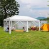 imageVINGLI 10x20 Pop Up Canopy with Sidewalls Wheeled Bag Easy Up Canopy Tent with Nettings Screened in Gazebo for Camping Screened Canopy Blue 10x20White