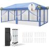 imageVINGLI 10x20 Pop Up Canopy with Sidewalls Wheeled Bag Easy Up Canopy Tent with Nettings Screened in Gazebo for Camping Screened Canopy Blue 10x20Blue