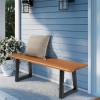 imageVINGLI Outdoor Bench with Metal Legs Rustic Wood Dining Bench Indoor Outdoor Porch Benches for Yard Garden Dining 63in57in