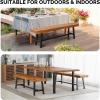 imageVINGLI Outdoor Bench with Metal Legs Rustic Wood Dining Bench Indoor Outdoor Porch Benches for Yard Garden Dining 63in63in