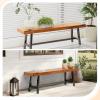 imageVINGLI Outdoor Bench with Metal Legs Rustic Wood Dining Bench Indoor Outdoor Porch Benches for Yard Garden Dining 63in63in