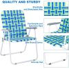 imageVINGLI Patio Lawn Webbed Folding Chairs Set of 4 Outdoor Beach Chair Portable Dining Chair for Outdoor Yard Garden Yellow ClassicBlue