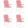 imageVINGLI Patio Lawn Webbed Folding Chairs Set of 4 Outdoor Beach Chair Portable Dining Chair for Outdoor Yard Garden Yellow ClassicRed