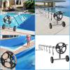 imageVINGLI Pool Cover Set 18 FT Solar Cover for IngroundOutdoor Swimming Pool Well Made Aluminum Blanket Reel Solar Cover Roller BlueGray