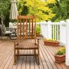imageVINGLI Wood Rocking Chairs Relaxing Rocker Real Wood High Back Seat for Deck Garden Backyard Porch Indoor or Outdoor Use WhiteNatural