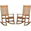 imageVINGLI Wood Rocking Chairs Relaxing Rocker Real Wood High Back Seat for Deck Garden Backyard Porch Indoor or Outdoor Use WhiteNatural