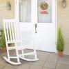 imageVINGLI Wood Rocking Chairs Relaxing Rocker Real Wood High Back Seat for Deck Garden Backyard Porch Indoor or Outdoor Use WhiteWhite