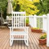 imageVINGLI Wood Rocking Chairs Relaxing Rocker Real Wood High Back Seat for Deck Garden Backyard Porch Indoor or Outdoor Use WhiteWhite