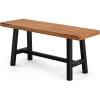 imageVINGLI Outdoor Bench with Metal Legs Rustic Wood Dining Bench Indoor Outdoor Porch Benches for Yard Garden Dining 63in40in
