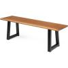 imageVINGLI Outdoor Bench with Metal Legs Rustic Wood Dining Bench Indoor Outdoor Porch Benches for Yard Garden Dining 63in57in