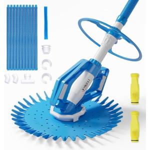 imageVINGLI Pool Vacuum Above Ground Indoor Outdoor Automatic Swimming Pool Cleaner Sweep Sweeper with 33FT Hoses Nave BlueLight Blue