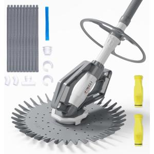 imageVINGLI Pool Vacuum Above Ground Indoor Outdoor Automatic Swimming Pool Cleaner Sweep Sweeper with 33FT Hoses Nave BlueLight Gray