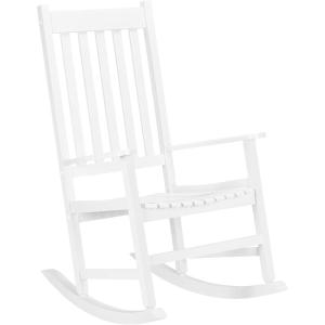 imageVINGLI Wood Rocking Chairs Relaxing Rocker Real Wood High Back Seat for Deck Garden Backyard Porch Indoor or Outdoor Use WhiteWhite
