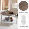 imageVINGLI 315quot Dark Walnut White Round Farmhouse Coffee Table 2Tier Storage Wood Center Circle Accent Table for Living Room Bedroom Apartment Studio and Small Spaces Sturdy Metal FrameDark Walnut