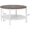 imageVINGLI 315quot Dark Walnut White Round Farmhouse Coffee Table 2Tier Storage Wood Center Circle Accent Table for Living Room Bedroom Apartment Studio and Small Spaces Sturdy Metal FrameDark Walnut