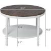 imageVINGLI 315quot Dark Walnut White Round Farmhouse Coffee Table 2Tier Storage Wood Center Circle Accent Table for Living Room Bedroom Apartment Studio and Small Spaces Sturdy Metal FrameDark Walnut