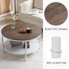 imageVINGLI 315quot Dark Walnut White Round Farmhouse Coffee Table 2Tier Storage Wood Center Circle Accent Table for Living Room Bedroom Apartment Studio and Small Spaces Sturdy Metal FrameDark Walnut