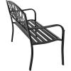 imageVINGLI 50quot Patio Outdoor Metal BenchPowder Coated Cast Iron Steel for Garden Path Yard Lawn Work Entryway Decor Deck Black