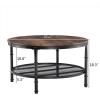 imageVINGLI Round Coffee Tables Living Room 315quot Round Coffee Table with Storage Round Wooden Coffee Table Round Farmhouse Coffee Table Industrial Coffee Table Rustic Round Coffee Table with Metal ShelfRustic Brown