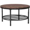 imageVINGLI Round Coffee Tables Living Room 315quot Round Coffee Table with Storage Round Wooden Coffee Table Round Farmhouse Coffee Table Industrial Coffee Table Rustic Round Coffee Table with Metal ShelfRustic Brown