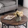 imageVINGLI Round Coffee Tables Living Room 315quot Round Coffee Table with Storage Round Wooden Coffee Table Round Farmhouse Coffee Table Industrial Coffee Table Rustic Round Coffee Table with Metal ShelfRustic Brown