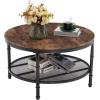 imageVINGLI Round Coffee Tables Living Room 315quot Round Coffee Table with Storage Round Wooden Coffee Table Round Farmhouse Coffee Table Industrial Coffee Table Rustic Round Coffee Table with Metal ShelfRustic Brown