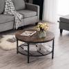 imageVINGLI Round Coffee Tables Living Room 315quot Round Coffee Table with Storage Round Wooden Coffee Table Round Farmhouse Coffee Table Industrial Coffee Table Rustic Round Coffee Table with Metal ShelfRustic Brown