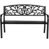 imageVINGLI 50quot Patio Outdoor Metal BenchPowder Coated Cast Iron Steel for Garden Path Yard Lawn Work Entryway Decor Deck Black