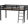 imageVINGLI 47 Tall Junior Low Loft Bed with Stairs White Wood Loft Bed Twin Size for Adults Kids and Young Teens No Box Spring RequiredWood Slat SupportBlack