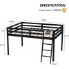 imageVINGLI 47 Tall Junior Low Loft Bed with Stairs White Wood Loft Bed Twin Size for Adults Kids and Young Teens No Box Spring RequiredWood Slat SupportBlack