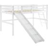 imageVINGLI 47 Tall Junior Low Loft Bed with Stairs White Wood Loft Bed Twin Size for Adults Kids and Young Teens No Box Spring RequiredWood Slat SupportBlack