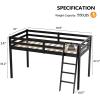 imageVINGLI 47 Tall Junior Low Loft Bed with Stairs White Wood Loft Bed Twin Size for Adults Kids and Young Teens No Box Spring RequiredWood Slat SupportBlack