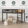 imageVINGLI 47 Tall Junior Low Loft Bed with Stairs White Wood Loft Bed Twin Size for Adults Kids and Young Teens No Box Spring RequiredWood Slat SupportBlack