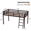 imageVINGLI 47 Tall Junior Low Loft Bed with Stairs White Wood Loft Bed Twin Size for Adults Kids and Young Teens No Box Spring RequiredWood Slat SupportEspresso