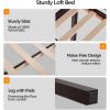 imageVINGLI 47 Tall Junior Low Loft Bed with Stairs White Wood Loft Bed Twin Size for Adults Kids and Young Teens No Box Spring RequiredWood Slat SupportEspresso