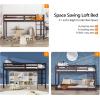 imageVINGLI 47 Tall Junior Low Loft Bed with Stairs White Wood Loft Bed Twin Size for Adults Kids and Young Teens No Box Spring RequiredWood Slat SupportEspresso