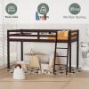 imageVINGLI 47 Tall Junior Low Loft Bed with Stairs White Wood Loft Bed Twin Size for Adults Kids and Young Teens No Box Spring RequiredWood Slat SupportEspresso