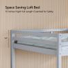 imageVINGLI 47 Tall Junior Low Loft Bed with Stairs White Wood Loft Bed Twin Size for Adults Kids and Young Teens No Box Spring RequiredWood Slat SupportGrey