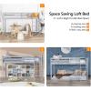imageVINGLI 47 Tall Junior Low Loft Bed with Stairs White Wood Loft Bed Twin Size for Adults Kids and Young Teens No Box Spring RequiredWood Slat SupportGrey