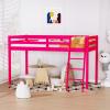 imageVINGLI 47 Tall Junior Low Loft Bed with Stairs White Wood Loft Bed Twin Size for Adults Kids and Young Teens No Box Spring RequiredWood Slat SupportPink